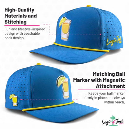 Pocket Aces Golf Hat | Snapback Cap | Built-in Magnetic Ball Marker Holder + Marker Included | Adjustable Gray & Black